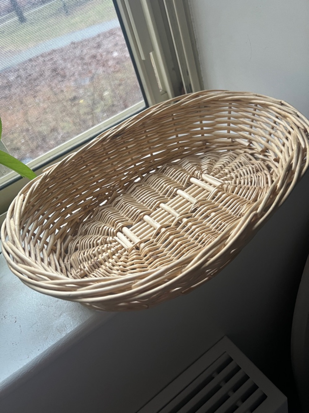 Handwoven Round Wicker Basket - Natural Beige